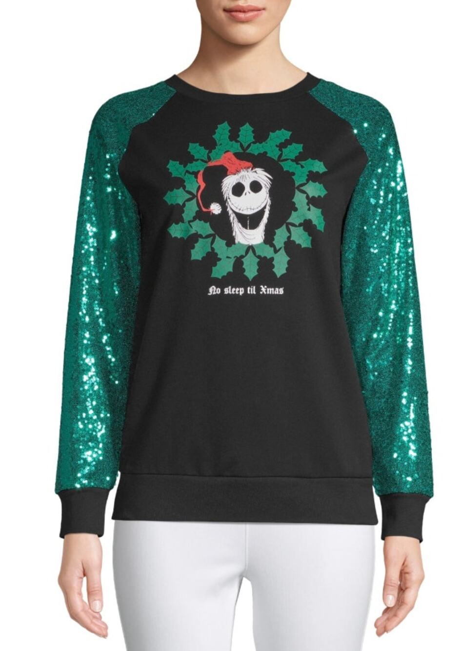 Disney Nightmare Before Christmas Sweatshirt Sequins Jack Skellington Womens M